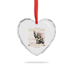 Bigfoot Sasquatch USA 250th Anniversary Heart Crystal Glass Ornament Retro 250 Years 1776 2026 4th of July Independence Day
