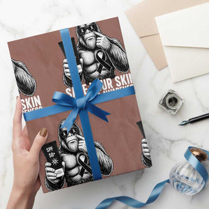 Bigfoot Save Your Skin Wrapping Paper Roll Melanoma Warrior Support TS12 Mocha Print Your Wear