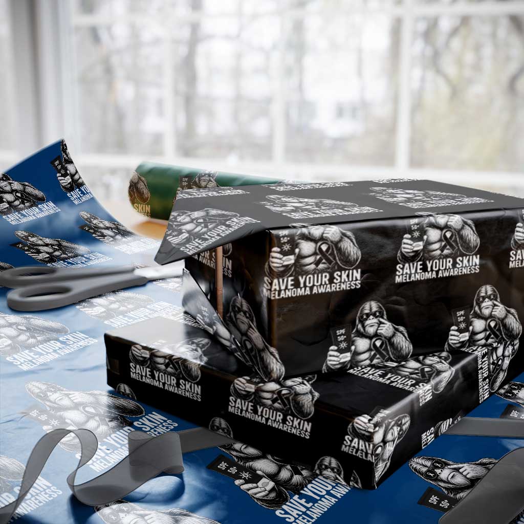 Bigfoot Save Your Skin Wrapping Paper Roll Melanoma Warrior Support TS12 Black Print Your Wear
