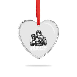 Bigfoot Save Your Skin Heart Crystal Glass Ornament Melanoma Warrior Support TS12 Print Your Wear