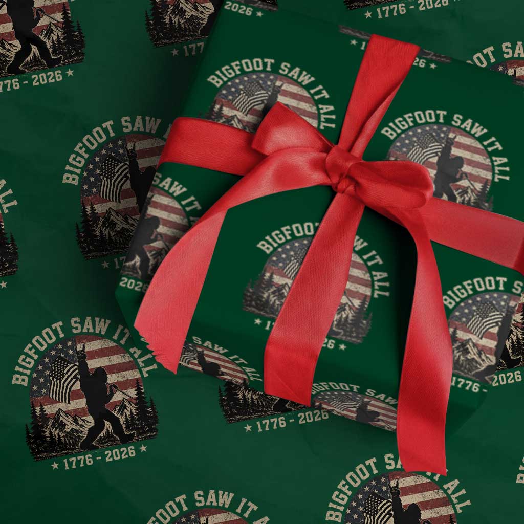 Bigfoot Saw It All 250 Years 1776 2026 4th of July Wrapping Paper Roll TS11 Green Print Your Wear