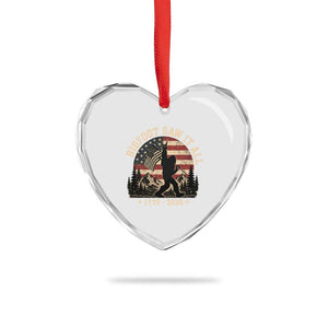 Bigfoot Saw It All 250 Years 1776 2026 4th of July Heart Crystal Glass Ornament
