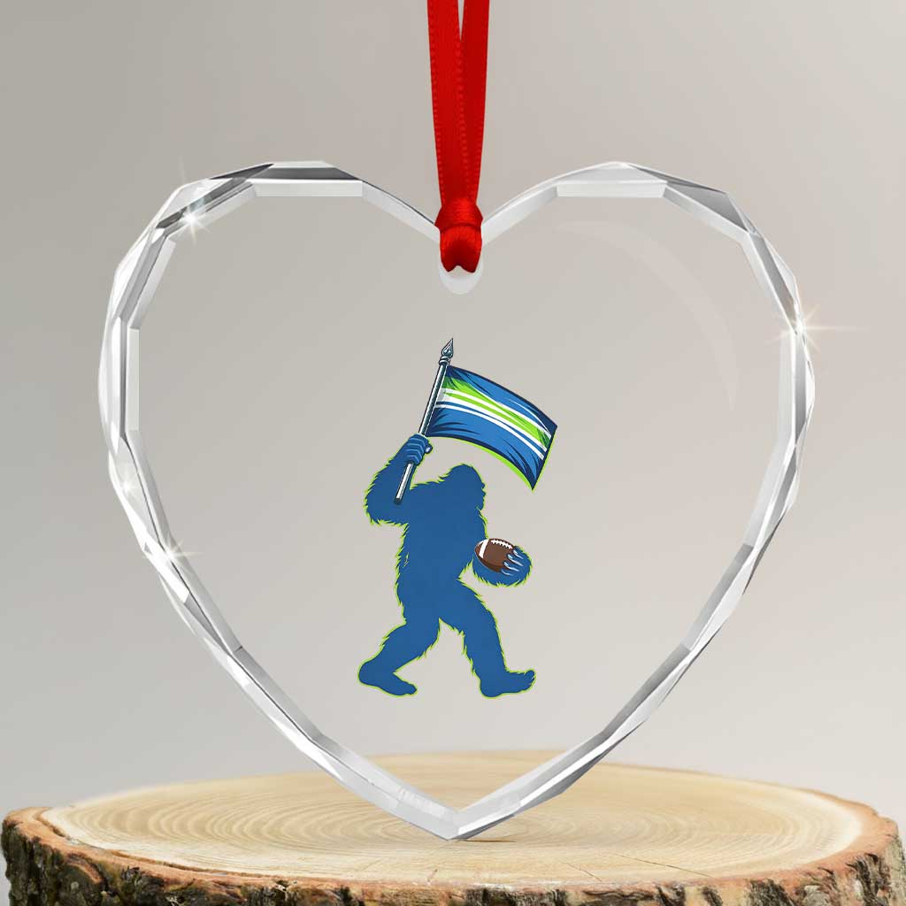 Bigfoot Seattle Sports Fan Heart Crystal Glass Ornament Sasquatch 12s Pride Gift TS12 Transparent Glass 3'' Heart Print Your Wear
