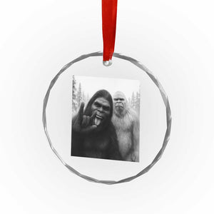 Bigfoot Selfie Christmas Crystal Glass Ornament Sasquatch Yeti Rock On Hand TS14 Print Your Wear