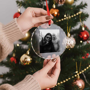 Bigfoot Selfie Christmas Crystal Glass Ornament Sasquatch Yeti Rock On Hand TS14 Print Your Wear