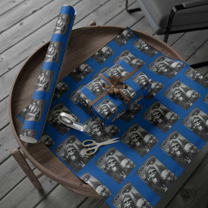 Bigfoot Selfie With Alien Wrapping Paper Roll UFO Funny Sasquatch Rock On Hand Sign TS10 Blue Print Your Wear