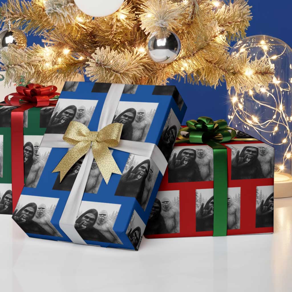 Bigfoot Selfie Xmas Wrapping Paper Roll Sasquatch Yeti Rock On Hand TS14 Print Your Wear
