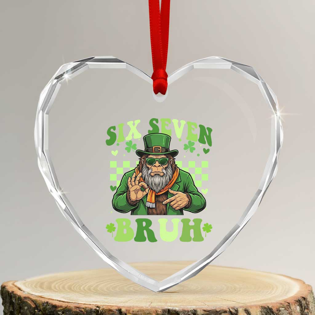 Bigfoot Six Seven Bruh Heart Crystal Glass Ornament Gen Z Irish Gift TS12 Transparent Glass 3'' Heart Print Your Wear