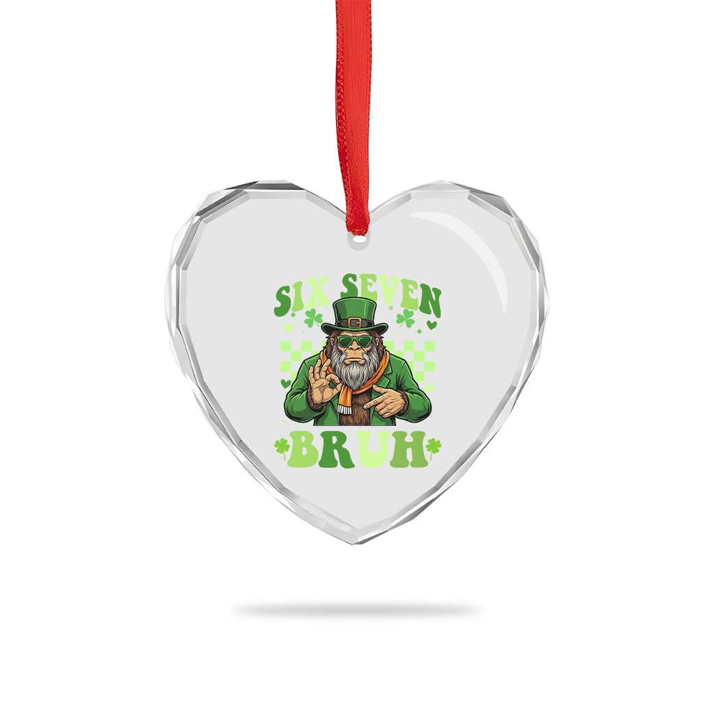 Bigfoot Six Seven Bruh Heart Crystal Glass Ornament Gen Z Irish Gift TS12 Print Your Wear