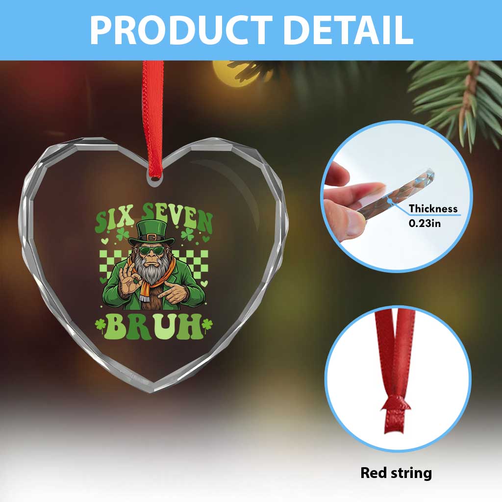 Bigfoot Six Seven Bruh Heart Crystal Glass Ornament Gen Z Irish Gift TS12 Print Your Wear