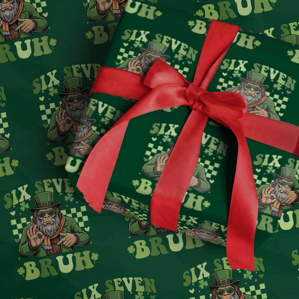 Bigfoot Six Seven Bruh Wrapping Paper Roll Gen Z Irish Gift TS12 Green Print Your Wear