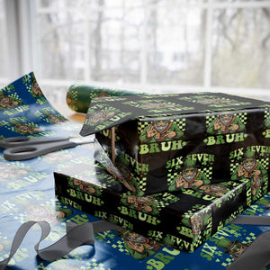 Bigfoot Six Seven Bruh Wrapping Paper Roll Gen Z Irish Gift TS12 Black Print Your Wear