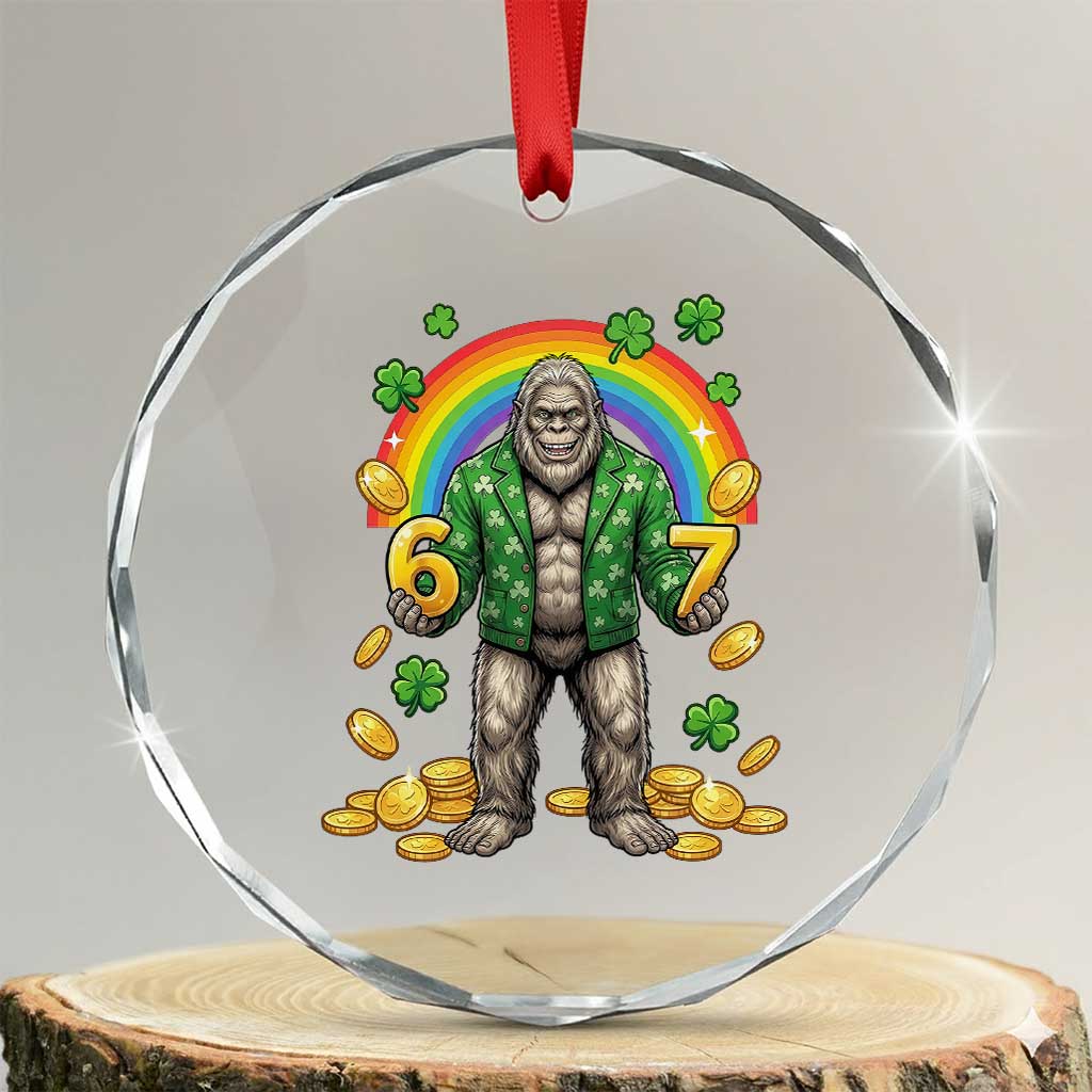 Bigfoot Six Seven Meme Crystal Glass Ornament Funny St Patricks Day Gift TS12 Transparent Glass 3'' Circle Print Your Wear
