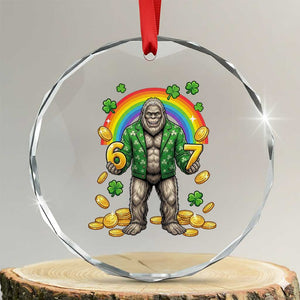 Bigfoot Six Seven Meme Crystal Glass Ornament Funny St Patricks Day Gift TS12 Transparent Glass 3'' Circle Print Your Wear