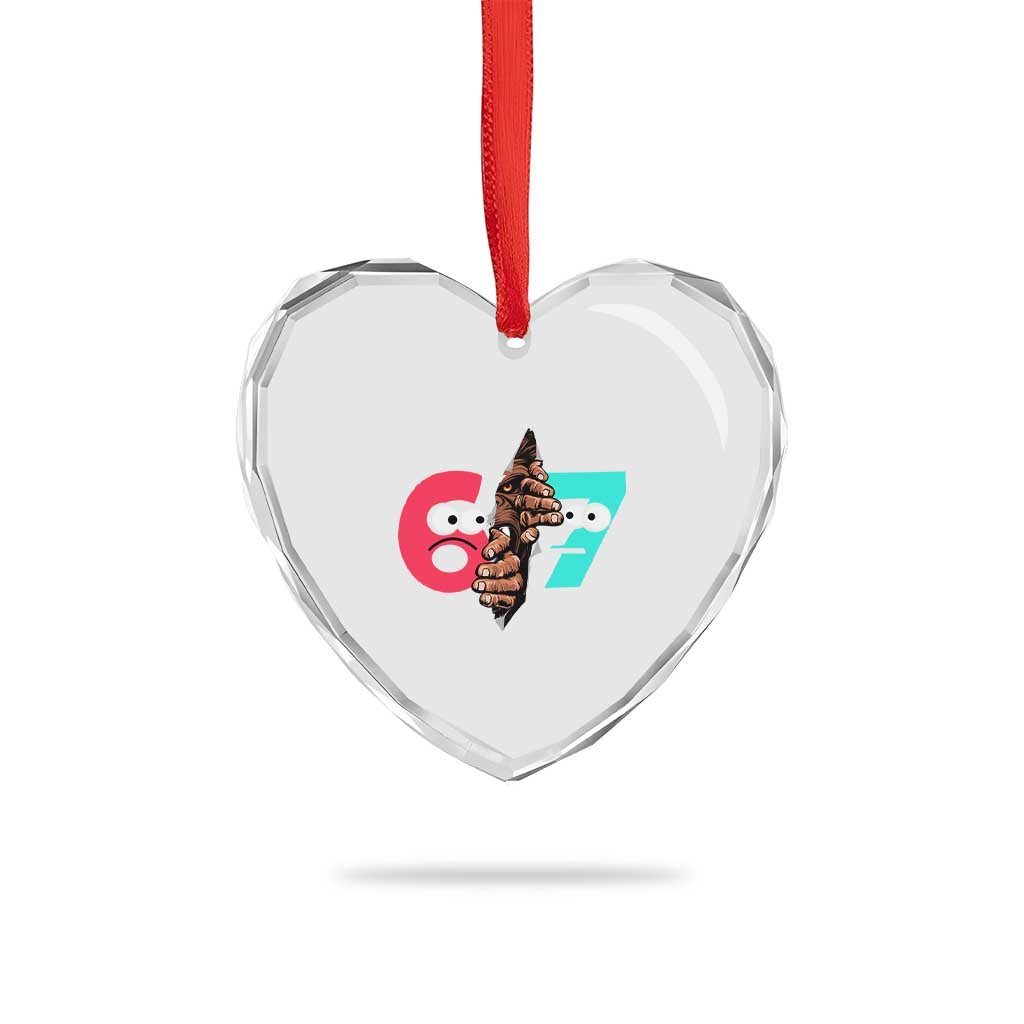 Bigfoot Six Seven Meme Heart Crystal Glass Ornament 67 Viral Gen Alpha Slang Gift TS12 Print Your Wear