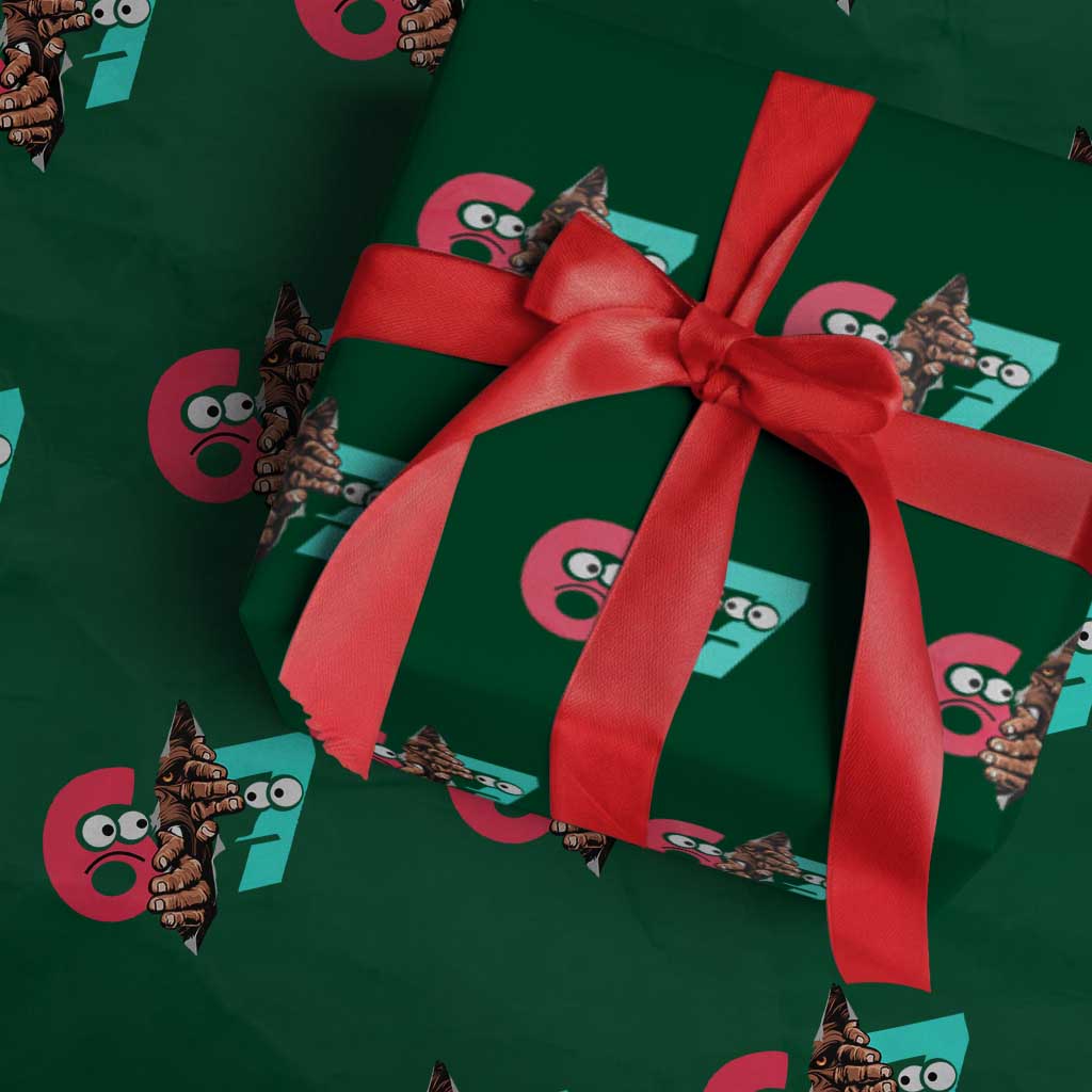 Bigfoot Six Seven Meme Wrapping Paper Roll 67 Viral Gen Alpha Slang Gift TS12 Green Print Your Wear