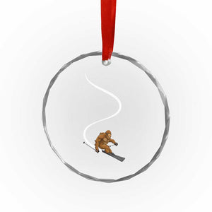 Bigfoot Skiing Crystal Glass Ornament Funny Sasquatch Ski Lover Mountain Skier Winter Sports TS10 Print Your Wear