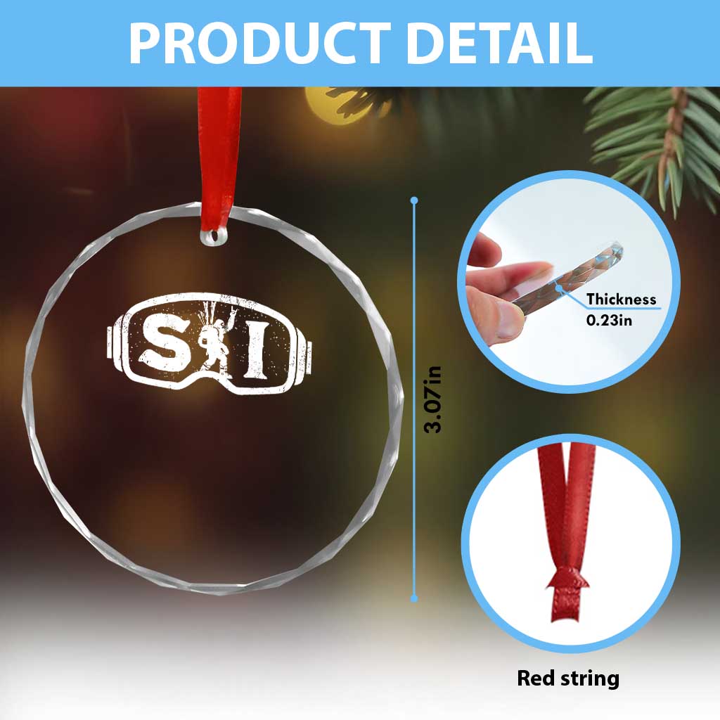 Bigfoot Skiing Crystal Glass Ornament Sasquatch Goggles Skiing Snow Ski Lover Skier TS10 Print Your Wear