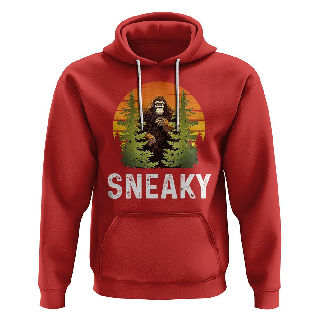 Bigfoot Sneaky Hoodie Funny Sasquatch Hiding Retro Forest TS09 Red Printyourwear
