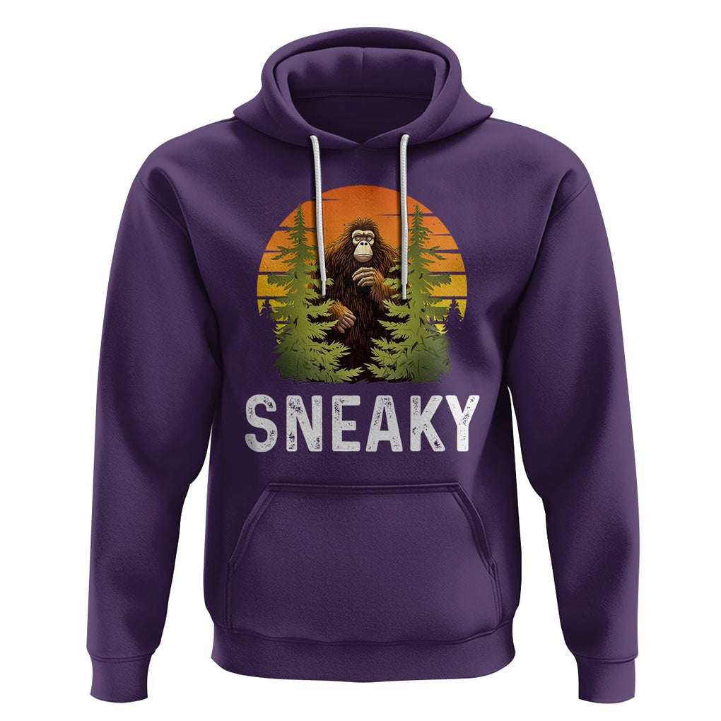 Bigfoot Sneaky Hoodie Funny Sasquatch Hiding Retro Forest TS09 Purple Printyourwear