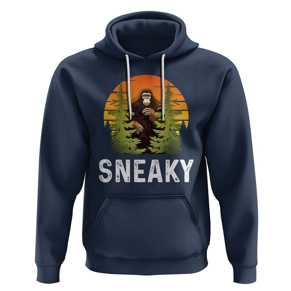 Bigfoot Sneaky Hoodie Funny Sasquatch Hiding Retro Forest TS09 Navy Printyourwear