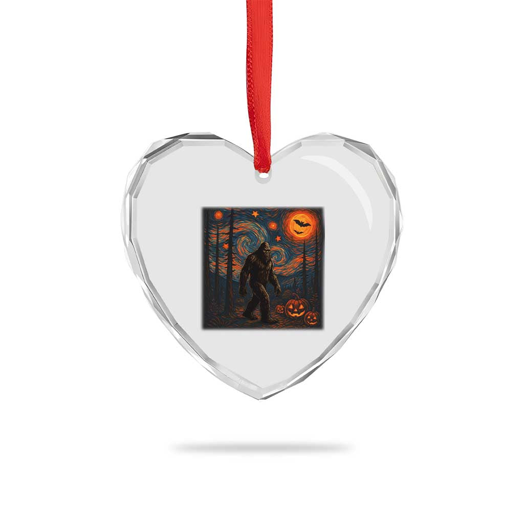 Bigfoot Starry Night Heart Crystal Glass Ornament Funny Halloween Van Gogh Sasquatch Lovers TS10 Print Your Wear