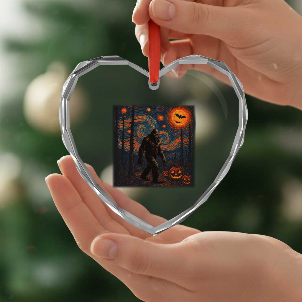 Bigfoot Starry Night Heart Crystal Glass Ornament Funny Halloween Van Gogh Sasquatch Lovers TS10 Print Your Wear