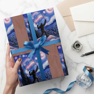 Bigfoot Starry Night Trans Rights Wrapping Paper Roll Sasquatch LGBTQ Pride TS12 Mocha Print Your Wear