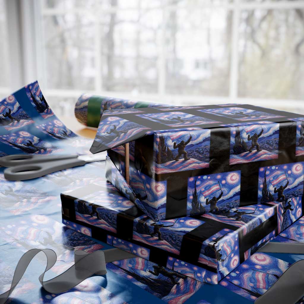 Bigfoot Starry Night Trans Rights Wrapping Paper Roll Sasquatch LGBTQ Pride TS12 Black Print Your Wear