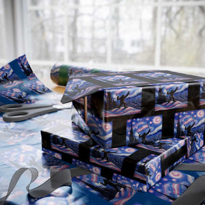 Bigfoot Starry Night Trans Rights Wrapping Paper Roll Sasquatch LGBTQ Pride TS12 Black Print Your Wear