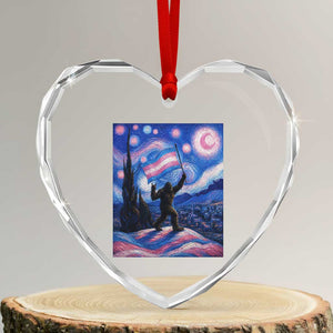 Bigfoot Starry Night Trans Rights Heart Crystal Glass Ornament Sasquatch LGBTQ Pride TS12 Transparent Glass 3'' Heart Print Your Wear