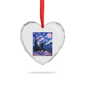 Bigfoot Starry Night Trans Rights Heart Crystal Glass Ornament Sasquatch LGBTQ Pride TS12 Print Your Wear