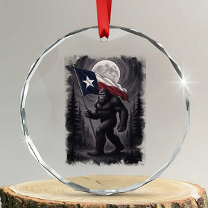 Bigfoot Texas Crystal Glass Ornament Forest Sasquatch Loves Rock On Hand Texas Flag TS10 Transparent Glass 3'' Circle Print Your Wear