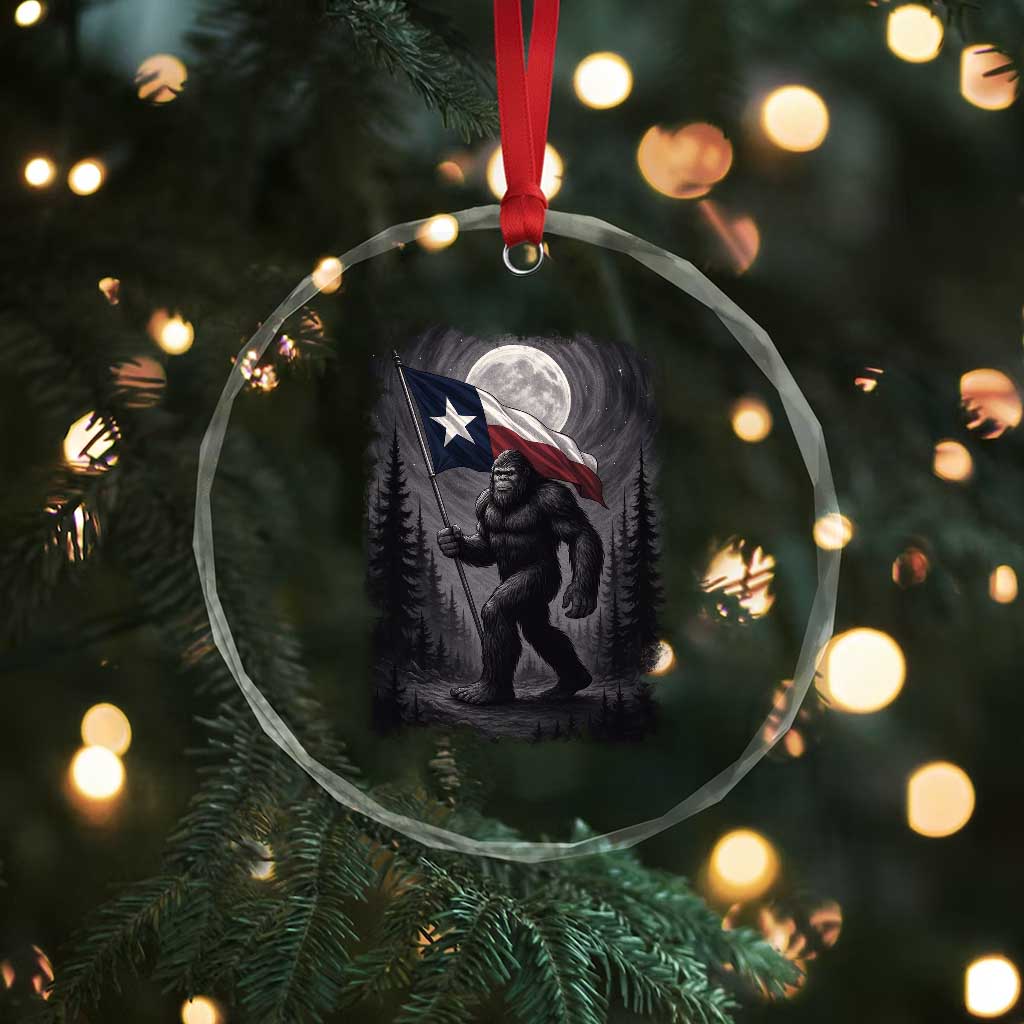 Bigfoot Texas Crystal Glass Ornament Forest Sasquatch Loves Rock On Hand Texas Flag TS10 Print Your Wear