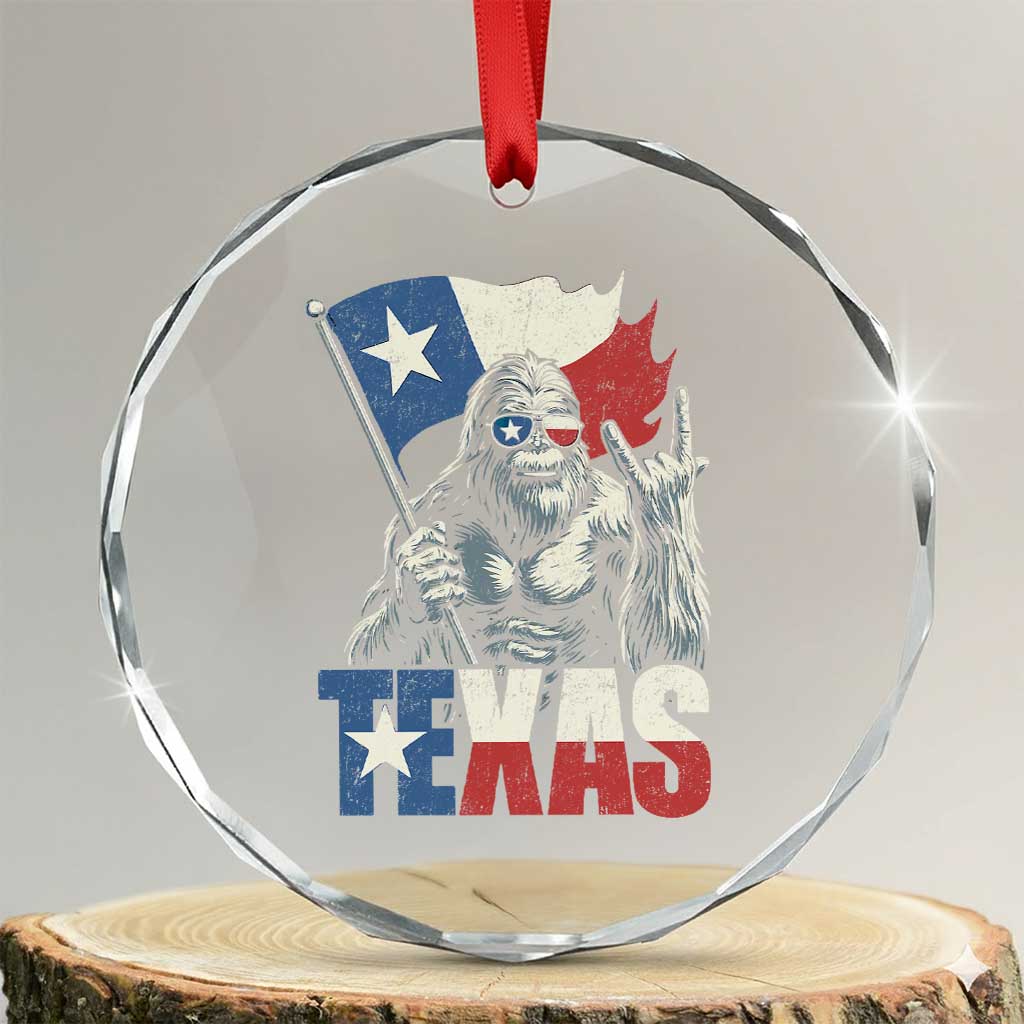 Bigfoot Texas Crystal Glass Ornament Sasquatch Loves Rock On Hand Texan Texas Flag TS10 Transparent Glass 3'' Circle Print Your Wear