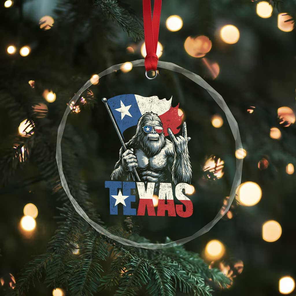 Bigfoot Texas Crystal Glass Ornament Sasquatch Loves Rock On Hand Texan Texas Flag TS10 Print Your Wear