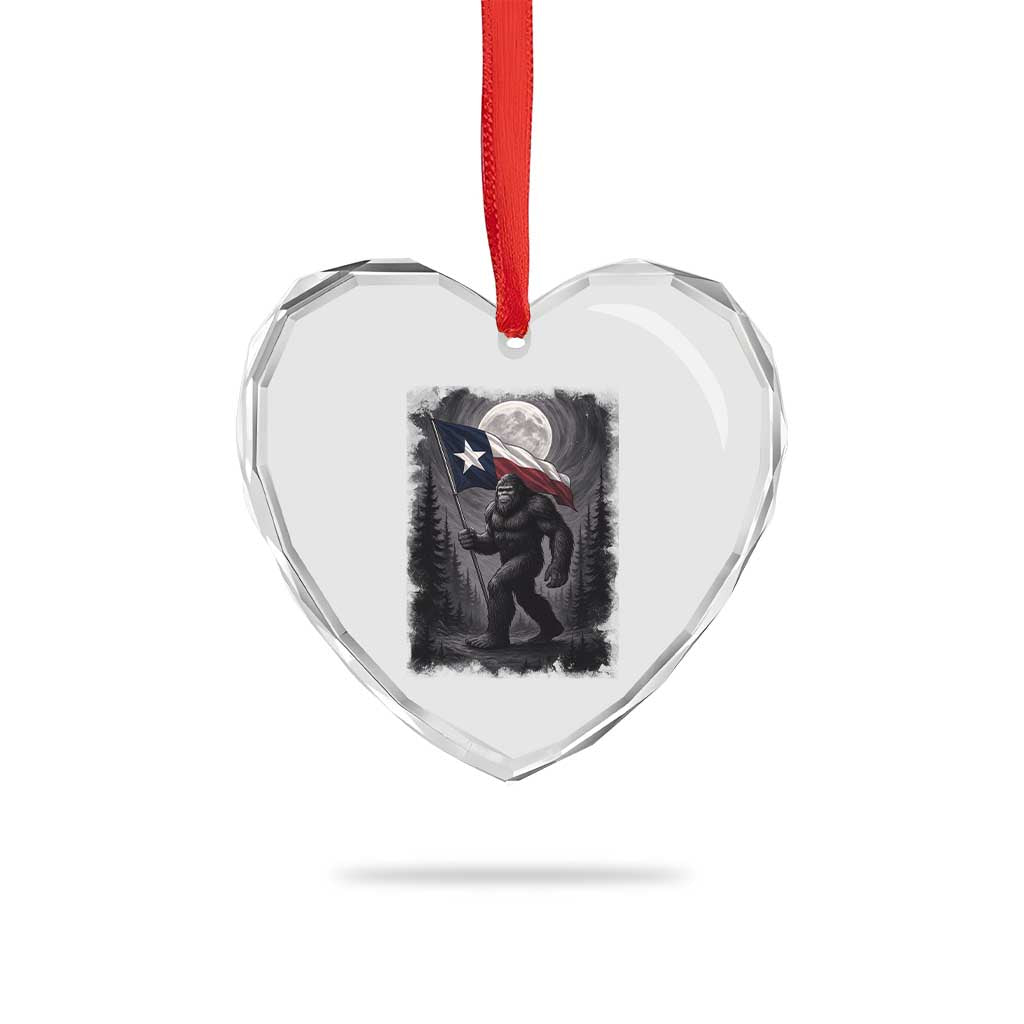 Bigfoot Texas Heart Crystal Glass Ornament Forest Sasquatch Loves Rock On Hand Texas Flag TS10 Print Your Wear