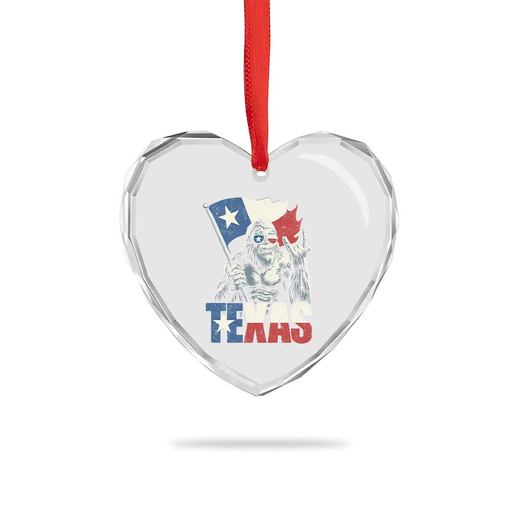 Bigfoot Texas Heart Crystal Glass Ornament Sasquatch Loves Rock On Hand Texan Texas Flag TS10 Print Your Wear