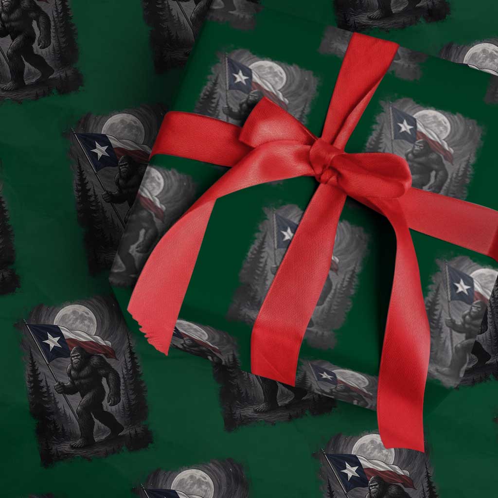 Bigfoot Texas Wrapping Paper Roll Forest Sasquatch Loves Rock On Hand Texas Flag TS10 Green Print Your Wear