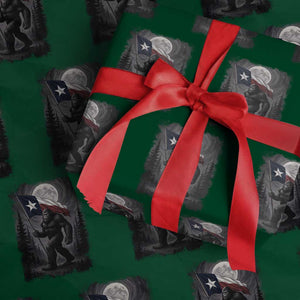 Bigfoot Texas Wrapping Paper Roll Forest Sasquatch Loves Rock On Hand Texas Flag TS10 Green Print Your Wear