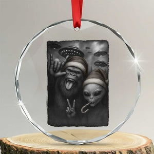 Bigfoot UFO Selife Crystal Glass Ornament Sasquatch Ailen Rock On Hand Christmas TS14 Transparent Glass 3'' Circle Print Your Wear