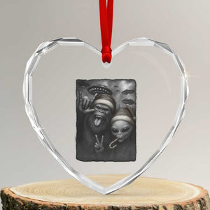 Bigfoot UFO Selife Heart Crystal Glass Ornament Sasquatch Ailen Rock On Hand Christmas TS14 Transparent Glass 3'' Heart Print Your Wear