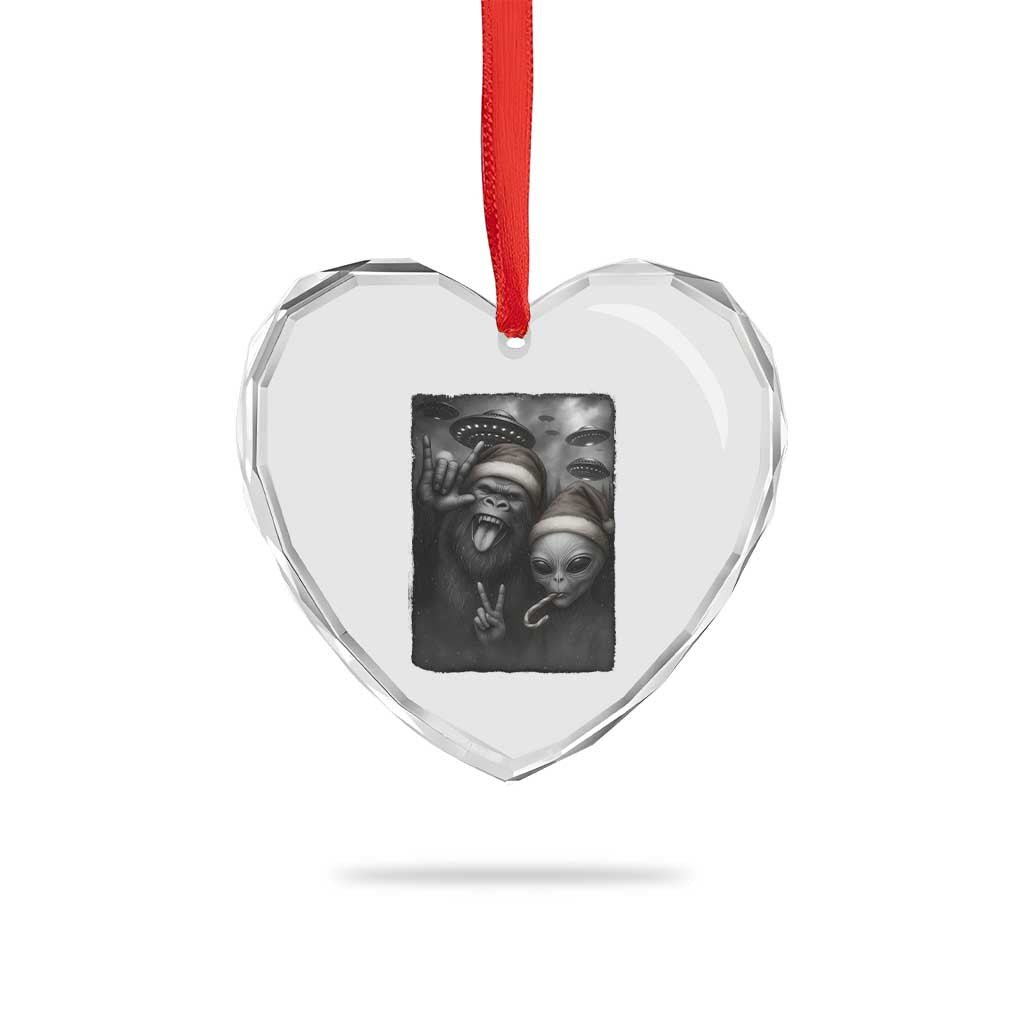 Bigfoot UFO Selife Heart Crystal Glass Ornament Sasquatch Ailen Rock On Hand Christmas TS14 Print Your Wear