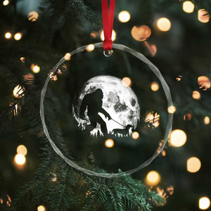 Bigfoot Walking Dachshund Crystal Glass Ornament Funny Doxie Wiener Sasquatch Night Stroll Full Moon TS10 Print Your Wear