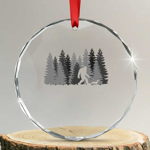 Bigfoot Walking Dachshund Crystal Glass Ornament Funny Wiener Dog Gift Forest Sasquatch Yeti TS10 Transparent Glass 3'' Circle Print Your Wear