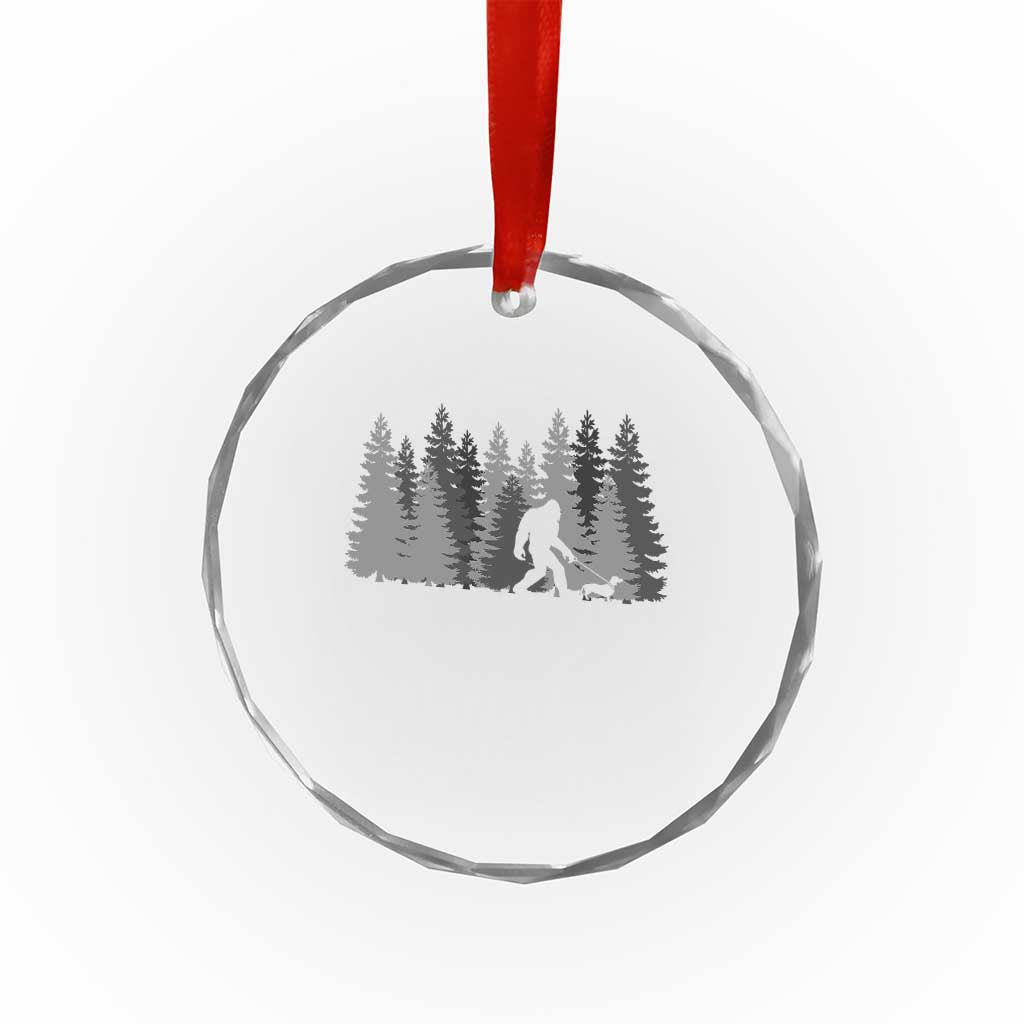 Bigfoot Walking Dachshund Crystal Glass Ornament Funny Wiener Dog Gift Forest Sasquatch Yeti TS10 Print Your Wear