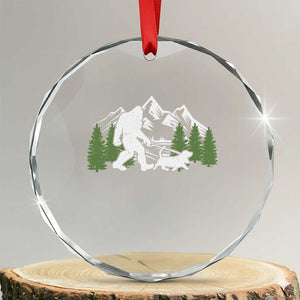 Bigfoot Walking Dachshund Crystal Glass Ornament Funny Wiener Dog Gift Sasquatch TS10 Transparent Glass 3'' Circle Print Your Wear