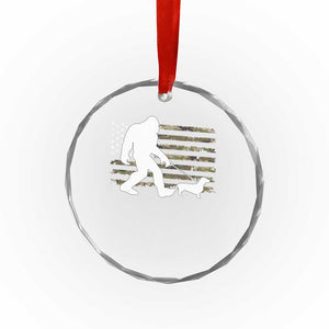 Bigfoot Walking Dachshund Crystal Glass Ornament Sasquatch Camo American Flag USA Military Patriotic TS10 Print Your Wear