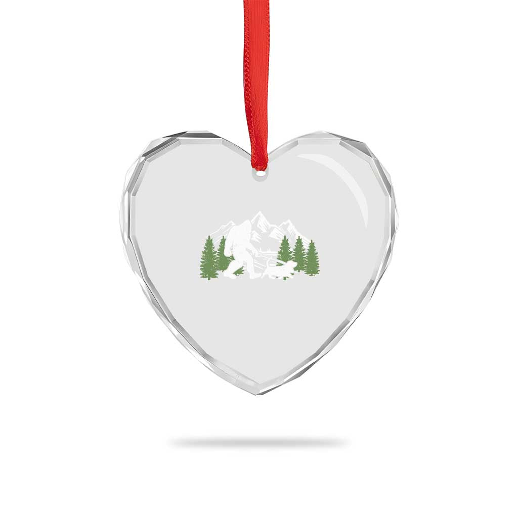 Bigfoot Walking Dachshund Heart Crystal Glass Ornament Funny Wiener Dog Gift Sasquatch TS10 Print Your Wear