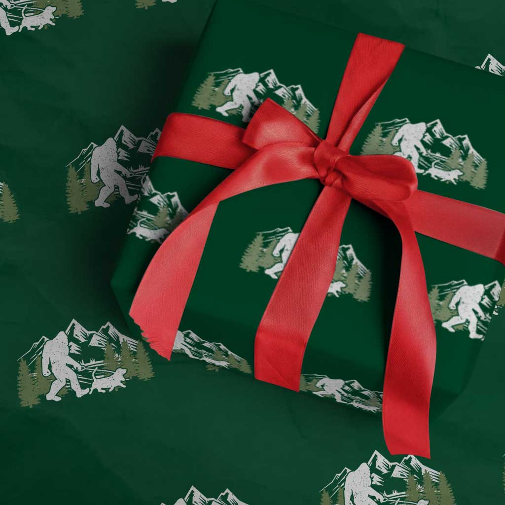 Bigfoot Walking Dachshund Wrapping Paper Roll Funny Wiener Dog Gift Sasquatch TS10 Green Print Your Wear